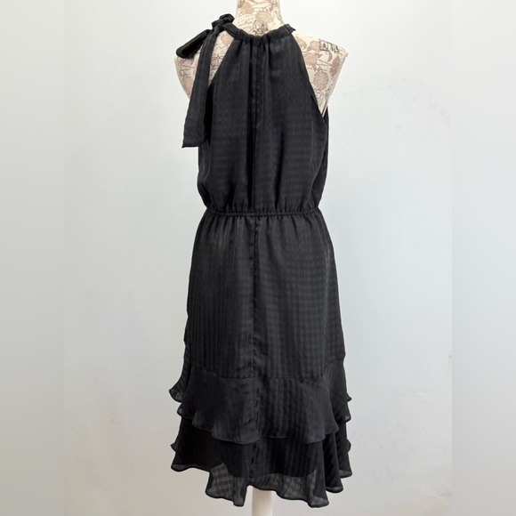 ANN TAYLOR FACTORY Black on black gingham print halter Midi Dress size M - Picture 7 of 13
